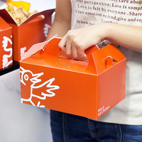 Boîtes en carton personnalisées écologiques, recyclables et imperméables pour la vente en gros, avec poignée, pour la restauration rapide, poulet frit, sushis et burgers