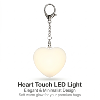 Mini lampe LED rechargeable USB en forme de cœur avec capteur tactile, veilleuse portable à arrêt automatique, porte-clés pour sac, cadeau