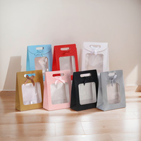 Caja de Embalaje de Papel Kraft Biodegradable con Cierre Adhesivo y Ventana Transparente, Bolsa de Regalo Portátil para Alimentos