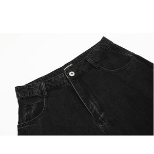 Jeans Baggy <span class=keywords><strong>da</strong></span> <span class=keywords><strong>Uomo</strong></span> Streetwear Vintage di Massima Qualità, Gamba Larga Vestibilità Ampia, <span class=keywords><strong>Pantaloni</strong></span> in Denim Neri Stile Hip Hop con Taglio Ricurvo - Product Image 2
