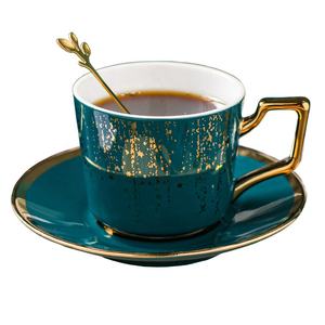 Tazas de café de mármol nórdico, Juego de platillos de cerámica con juego de platos y cucharas, color mate, de lujo, para agua, café, té, leche - Product Image 5