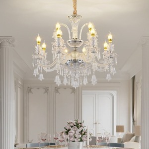 Lustre en cristal de style français, nouveau modè<span class=keywords><strong>le</strong></span> haut de gamme, finition chromée, LED sans scintillement, gradation tricolore pour halls d'hôtel et mariages - Product Image 3
