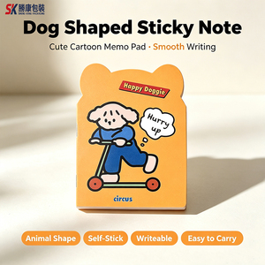 Bloc-notes adhésif en forme de chien, bloc-notes mignon de dessin animé, autocollant, inscriptible, facile à transporter - Product Image 1