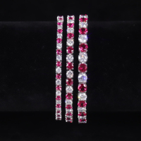 Chinesische Schmuckfabrik Großhandel Rundschliff Farbiger Edelstein 925 Sterling Silberkette Laborgezüchteter Saphir Rosa Tennisarmband
