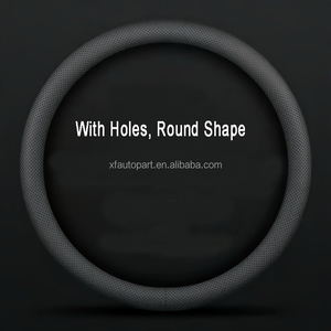 버건디 중형 37cm D 모양 스웨이드 자동차 핸들 커버 - Product Image 6