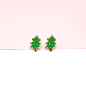 Pendientes de tuerca de Navidad Joyería de Navidad Pendientes lindos Árbol de Navidad Hipoalergénico Pendientes impermeables sin deslustre - Product Image 2