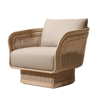 Set Sofa Luar Ruangan Modern Mewah, Tahan Lama, Dapat Dicuci, Rotan PE, Set Furnitur Teras Villa