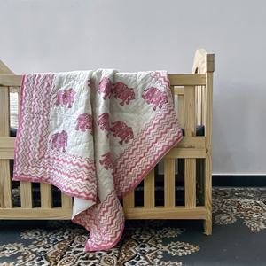 Juego Jaipuri Razai con estampado de elefante, edredón de bebé de la mejor calidad, edredón de algodón hecho a mano suave con estampado personalizado de animales - Product Image 4