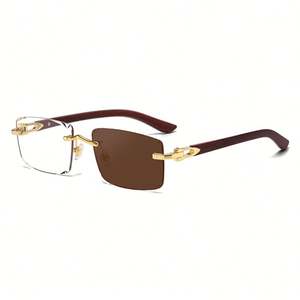 Gafas de Sol Cuadradas Sin Montura con Logotipo Personalizado 2025, de Lujo para Hombre y Mujer, con Cambio de Color, con Textura de Madera, Fotocromáticas, Anti Luz Azul - Product Image 5