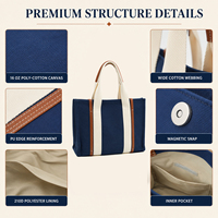 Sac fourre-tout en toile pratique de 16 oz, grande capacité, poignée confortable, tissu durable, expédition rapide pour le travail quotidien et les courses