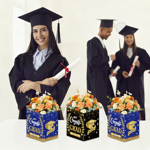 DAMAI Decoraciones para Fiestas de Graduación, Suministros de Embalaje Floral, Caja de Regalo Cuadrada con Gorro de Graduación Dorado para Graduación, Caja de Flores - Product Image 3