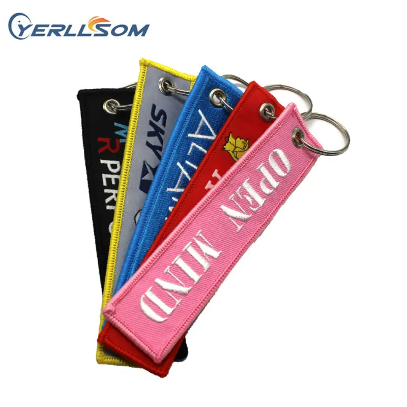YERLLSOM dokuma anahtarlık özel bagaj etiketi etiket kırmızı zincir anahtarlık havacılık hediyeler OEM anahtarlık
