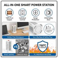 Clieam Wholesale UK Tour de prises multiprises 12 prises CA avec 4 ports USB à charge rapide PD 3250W Rallonge pour la maison et le bureau