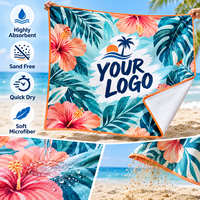 Handuk Pantai Mikrofiber Custom Logo Cetak Grosir 75x150cm Bebas Pasir Cepat Kering Ukuran Besar untuk Kolam Renang