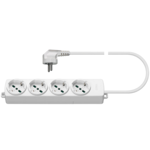 Multi <b>Socket</b> 4 <b>Universal</b> S31 90 Degree White Power Strip 12.8m Length - Product Image 1