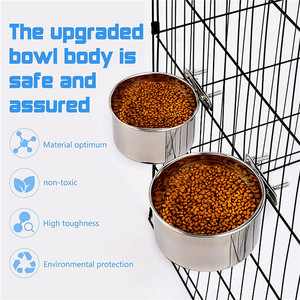 Detachable <strong>Dog</strong> Cat Cage Kennel Hanging <strong>Bowl</strong> Pet <strong>Dog</strong> Stainless Steel Coop Cups with Clamp Holder - Product Image 3