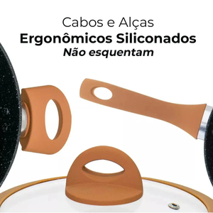 Juego de Ollas y Sartenes de Cerámica Moderna de Alta Calidad con Revestimiento de Mármol, Tapas de Vidrio, Asas de Baquelita, Antiadherente, 6 Piezas, de Aluminio, para Horno de Gas - Product Image 5