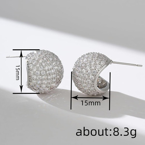 Eleganti Orecchini a Perno Classici in Lega con Sfera Rotonda per Donna, Gioielli per Uso Quotidiano - Product Image 4