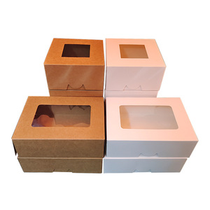 Environmentally friendly cake takeaway box transparent window food packaging box