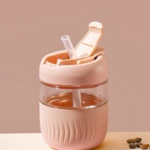 360ml High Quality Custom Borosilicate Drink Glass Coffee Cups Minimalist Travel <b>Mug</b> Silicone Lid for Drinking Water Coffee - Product Image 2