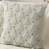 Housse de coussin décorative en fausse fourrure pelucheuse 18x18 pour Noël, motif étoile dorée, vente en gros