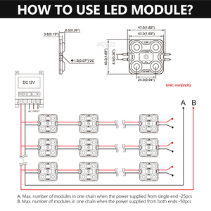 Módulo LED ADLED IP65 Resistente al Agua, 2W, 4 LED, DC12V DC24V, 3000K 4000K 7000K, 170 Grados - Product Image 6