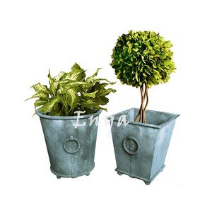 Pots de fleurs et jardinières Vintage en Zinc, forme ronde et carrée, Support de printemps en fer classique pour porche et <span class=keywords><strong>jardin</strong></span> - Product Image 2
