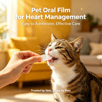Película Oral Disoluble para Mascotas, para Perros y Gatos, Salud Cardíaca, Fácil Administración, Alta Absorción, Suplemento de Apoyo Cardíaco para Mascotas, Todas las Edades, 2 Años