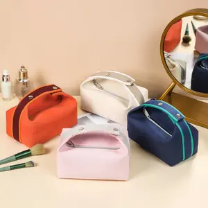 Büyük boy taşınabilir su geçirmez makyaj çantası kozmetik saklama çantası Minimalist tuval yıkama çantası