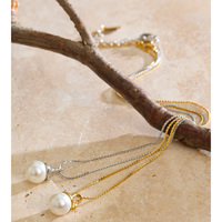 Collier pendentif en perles simulées vintage JINYOU 8338, plaqué or PVD, en acier inoxydable pour femmes