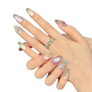 <span class=keywords><strong>Uñas</strong></span> <span class=keywords><strong>Postizas</strong></span> Hechas a Mano con Diseño de Ojo de Gato, Estrella de Mar 3D, Perla y Sirena, Estilo Veraniego de Playa, Lujosas y Reutilizables, Venta al Por Mayor - Product Image 6