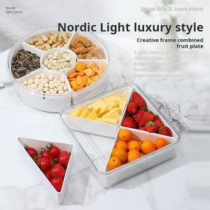 Nampan saji dengan tutup, wadah penyimpan makanan piring terpisah yang dapat dilepas dengan kompartemen 4/6, wadah Saji permen kacang - Product Image 4