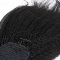 Extension de Cheveux Humains Queue de Cheval Afro Queue de Cheval Bouclée Crépue Bouclée Cheveux Humains Cordon Queue de Cheval Noir 4b 4c 1 Pièce 10-30 Pouces
