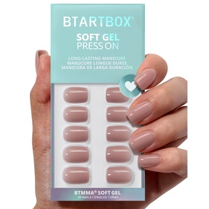 BTARTBOX Faux Ongles Réutilisables Faits Main en Gros, Gel Souple Courts Carrés Nude Personnalisés pour Automne Hiver, à Coller ou à Presser - Product Image 1