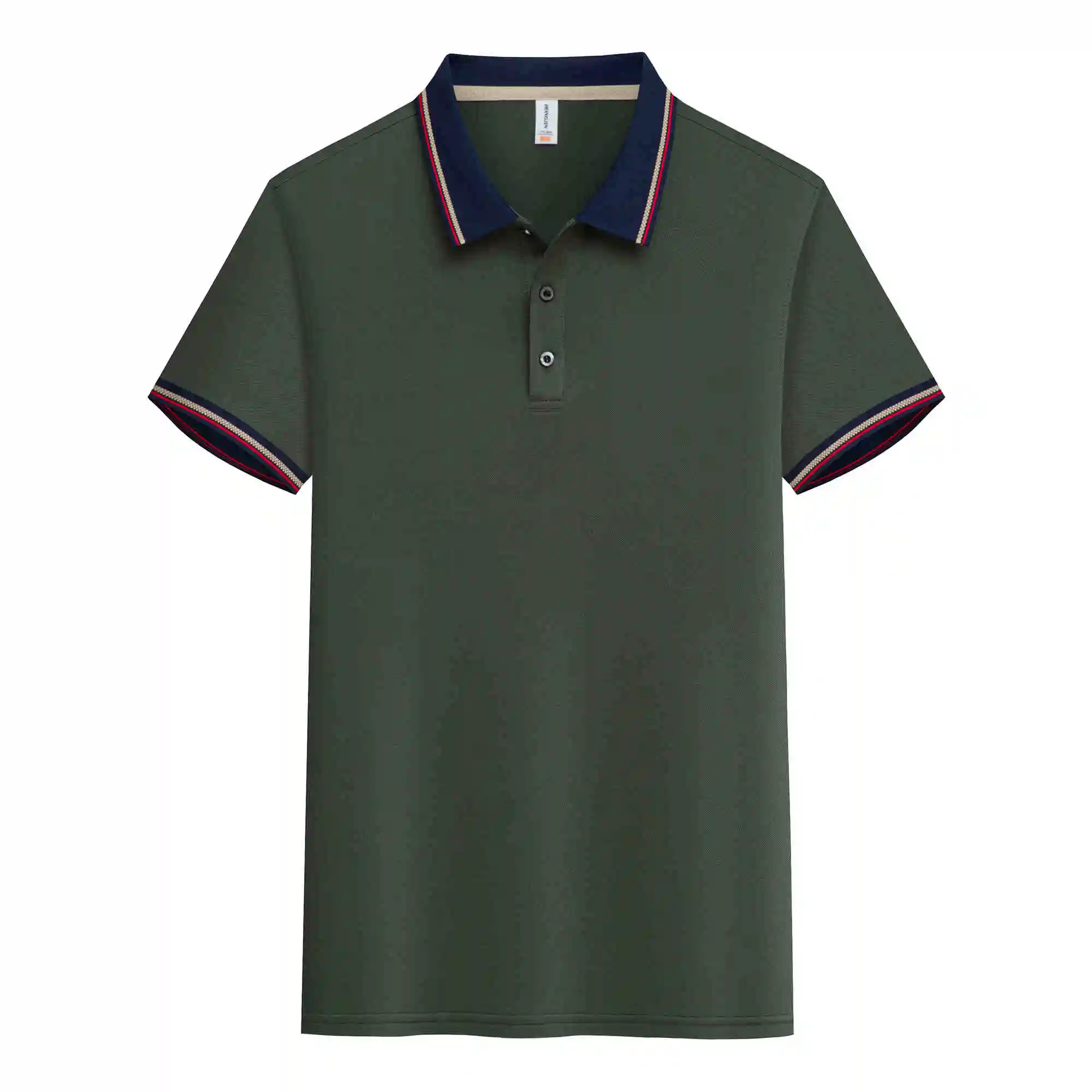 Camisas polo de marca masculina com gola estampada de seda com logotipo bordado personalizado de qualidade premium verde unissex casual