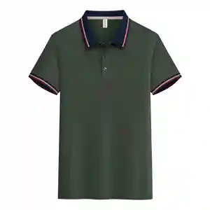 Verde Unisex Casual di qualità Premium personalizzato ricamo Logo di seta stampato Polo da uomo camicie con colletto