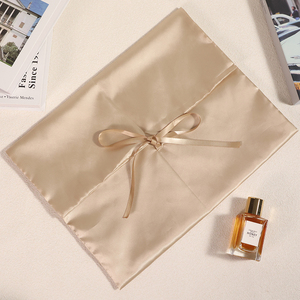 Satin Fabric <b>Envelope</b> <b>Gift</b> Pouch with Ribbon Closure <b>for</b> High End Clothing Perfume Essential Oil Jewelry Packaging - Product Image 2