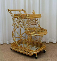 Chariot à vin et à boissons de luxe, robuste et de qualité supérieure, doré, pour hôtels, restaurants, bars, usage domestique, desserts, événements commerciaux, fêtes et mariages