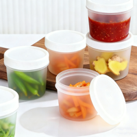 Plastieken voedselbewaarbak met schroefdeksel 200ml luchtdichte keuken bewaarpot saus soep delicatessenbak stapelbaar transparante set