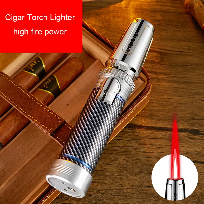 2023 Camping en plein air torche briquet haute température polyvalent allume-cigare rouge bleu flamme inversé briquet de haute qualité