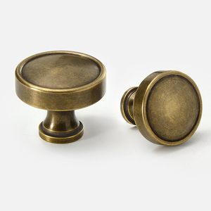 Solid Brass Round Drawer <strong>Knob</strong> Cabinet Pull Handle Antique Bronze Wardrobe <strong>Door</strong> <strong>Knobs</strong> Furniture Hardware Handle - Product Image 1