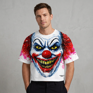Powered By Brand Men's Clown <b>Face</b> Printed T-<b>Shirt</b> Short Sleeve O-Neck Regular Fit Street Style Photo Print - Product Image 6