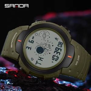 Reloj Deportivo Digital Sanda 2155 269 para Hombre, con Indicador de Semana, LED, Material TPU, Resistente al Agua, Cronómetro - Product Image 3