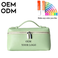 Grande trousse de maquillage imperméable en cuir PU avec fermeture éclair, organiseur de voyage portable pour femmes, accessoires de toilette pour femmes