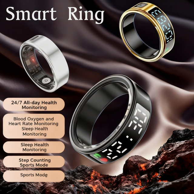NFC Smart Ring Ring Counter Heart Rate Blood Oxygen Sleep Monitor IP68 Waterproof Wireless Charging Android IOS Compatible