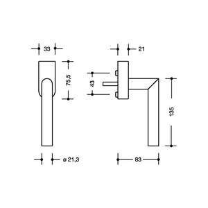 Tirador de ventana HEWI XA 35 mm - Product Image 2