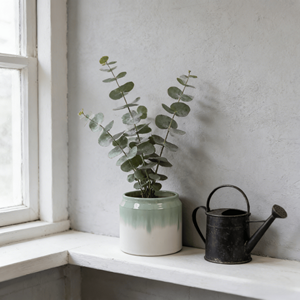 Envío Gratis, Stock en EE. UU., Envío Rápido en 3 Días, Juego de 2 Macetas de Cerámica Hechas a Mano con Esmalte Verde-Blanco, Productos al por Mayor - Product Image 2