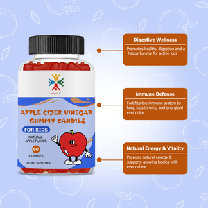 Gummies au vinaigre de cidre de pomme OEM ODM avec vitamine B12, vinaigre de cidre de pomme naturel pour la gestion du corps, gummies digestifs sains - Product Image 2