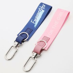 Custom Female Leadership Conferences Gifts Personalized logo Printed Short Wrist <b>Lanyard</b> with High Quality Silver Carabiner - Product Image 1
