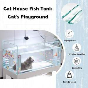 卸売の猫用インタラクティブ水槽 |   超透明1cmガラス水槽（121接着剤使用） |   猫ハウス＆魚観賞用プレイタンク - Product Image 6